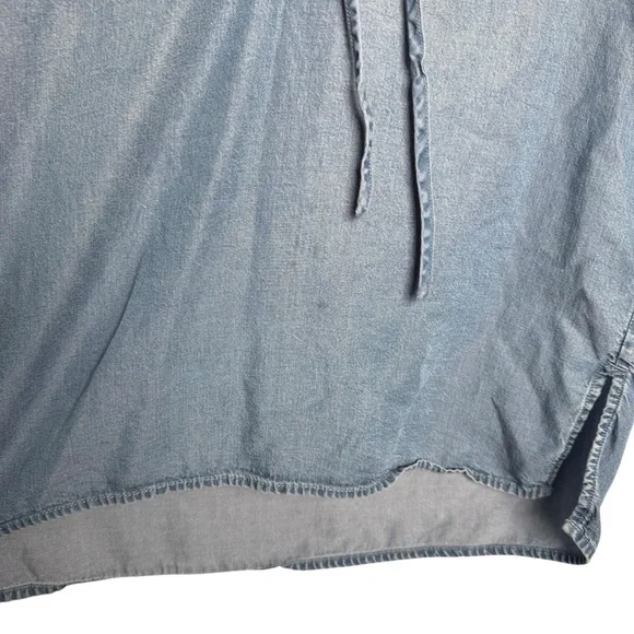 Abercrombie & Fitch Lace Up V-Neck Chambray Denim Long Sleeve Shirt Womens Small - Picture 7 of 12